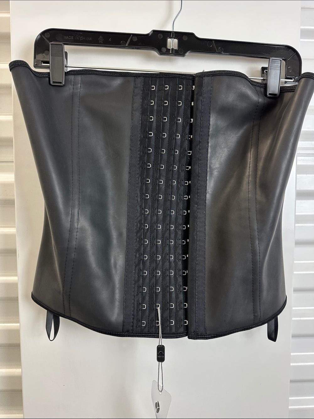 Yianna Black Faux Leather Waist Corset